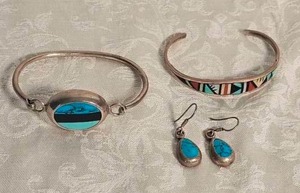 lot 20 image: Marked Mexican & Native Sterling Jewelry