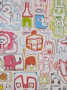lot 54B image: Adorable Fine Art Poster Print - Colorful Doodle Collage
