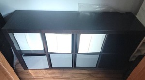 lot 60 image: Sleek Black Storage Cubby Unit