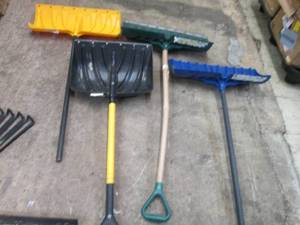 lot 63 image: 4 snow shovels 3 27 and 1 20...