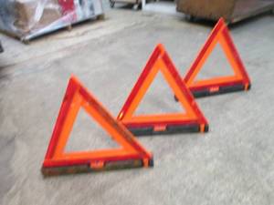 lot 108 image: 3 highway safety reflector triangle...