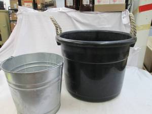 lot 183 image: Large plastic bucket with handles a...