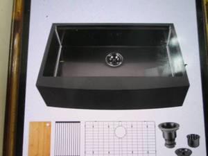 lot 188 image: 33 inch black farmhouse sink stainl...