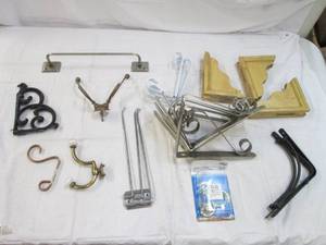 lot 261 image: Vintage hooks, brackets and hardwar...