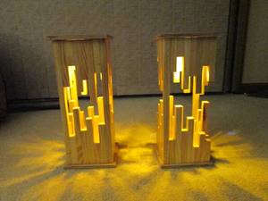 lot 296 image: 2 table lamps. Handmade 6 x 6 x 1...