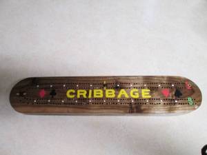 lot 297 image: Cribbage board black walnut 14 12...