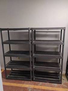 (2) 5 - TIER PLASTIC SHELF
