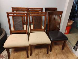 6 WOOD DINING CHAIRS