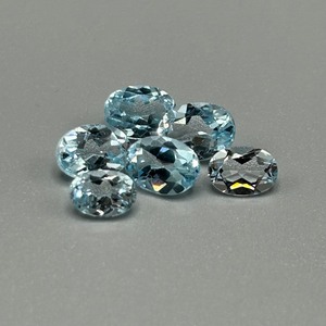 7.68 Carat Blue Topaz Oval Faceted Cut - Assorted Shape & Size Set of 6 Loose Stones
