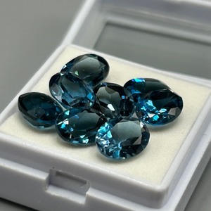 12.25 Carat London Blue Topaz Oval Faceted Cut - Set of 8 Loose Stones