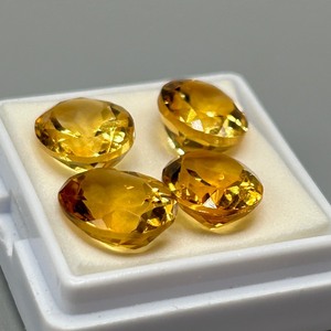 13.72 Carat Citrine Oval Faceted Cut - Set of 4 Loose Stones