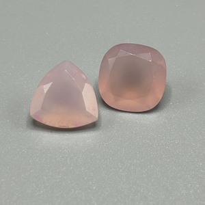 7.65 Carat Pink Gemstones Faceted Square Cushion & Faceted Triangular Cut - Set of 2 Loose Stones