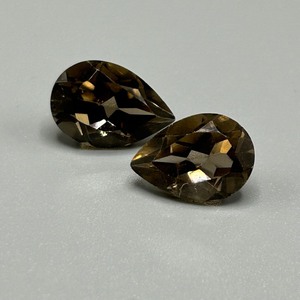 11.30 Carat Smoky Quartz Pear Faceted Cut - Set of 2 Loose Stones