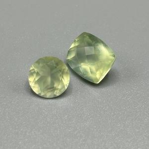 4.96 Carat Prehnite Round Faceted & Rectangular Cushion Faceted Cut - Set of 2 Loose Stones