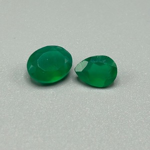 2.40 Carat Emerald Oval Faceted & Pear Faceted Cut - Set of 2 Loose Stones