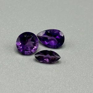2.70 Carat Amethyst Marquise, Round & Pear Faceted Cut - Assorted Set of 3 Loose Stones