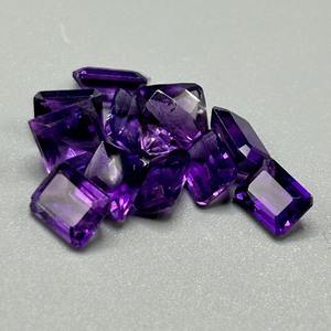 13.30 Carat Amethyst Emerald Rectangular & Faceted Cut - Assorted Lot of Various Size, Cut & Shape Loose Stones