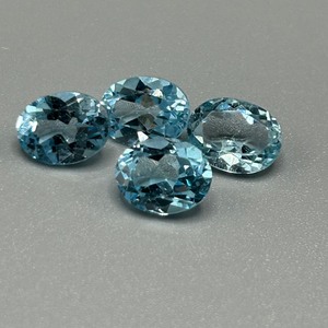 8.96 Carat Blue Topaz Oval Faceted Cut - Set of 4 Loose Stones