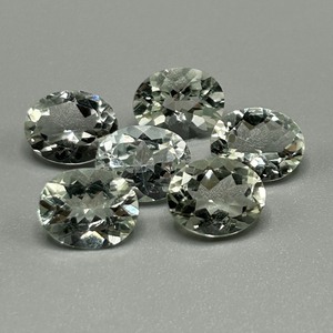 14.50 Carat Light Green Prasiolite Quartz Oval Faceted Cut - Set of 6 Loose Stones