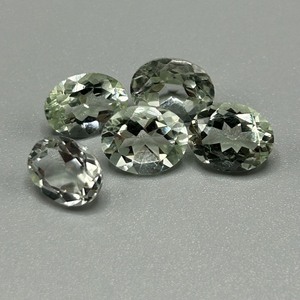 12.20 Carat Light Green Prasiolite Quartz Oval Faceted Cut - Set of 5 Loose Stones