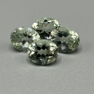 5.57 Carat Green Prasiolite Quartz Oval Faceted Cut - Set of 4 Loose Stones