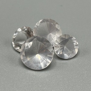11.20 Carat Colorless Gray Quartz Round Faceted Cut - Set of 4 Loose Stones