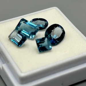 4.44 Carat London Blue Topaz Mixed Cut - Assorted Size, Color & Shape Set of 5 Loose Stones