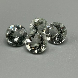 12.05 Carat Green Prasiolite Quartz Round Faceted Cut - Set of 4 Loose Stones