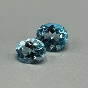10.70 Carat Blue Topaz Oval Faceted Cut - Set of 2 Loose Stones