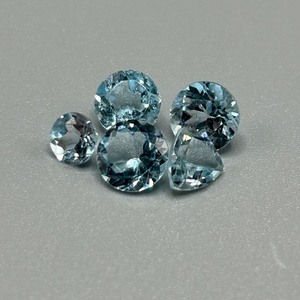 5.85 Carat Blue Topaz Round Faceted & Trillion Cut - Various Size & Shape Set of 5 Loose Stones