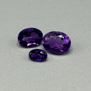 3 Carat Amethyst Oval Faceted Cut - Set of 3 Loose Stones
