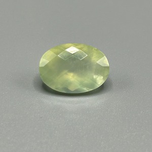 5.76 Carat Prehnite Oval Checkerboard Faceted Cut