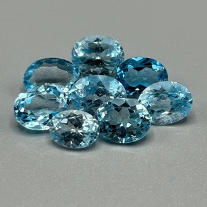 17.78 Carat Blue Topaz Oval Faceted Cut - Set of 8 Loose Stones