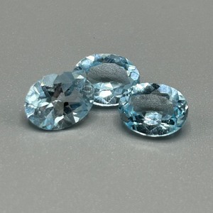 6 Carat Blue Topaz Oval Faceted Cut - Set of 3 Loose Stones