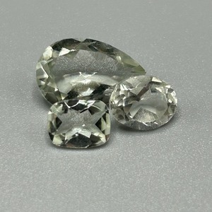 7.49 Carat Light Green Prasiolite Quartz Mixed Cut - Various Size & Shape Set of 3 Loose Stones