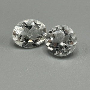 7.44 Carat Colorless Rock Crystal Quartz Oval Faceted Cut - Set of 2 Loose Stones