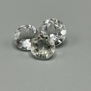 6.26 Carat Colorless Rock Crystal Quartz Round Faceted Cut - Set of 3 Loose Stones