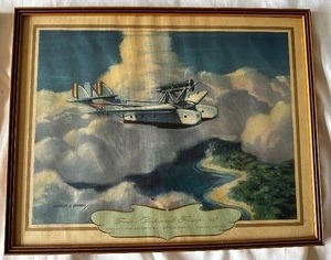 lot 5 image: Four Continent Flight 1927 Framed Print Measuring 16-14 x 12-34
