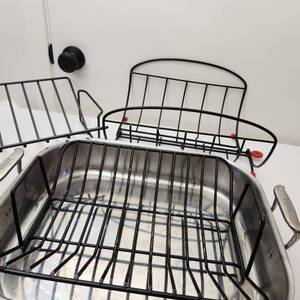 lot 48 image: All Clad Roti Pan Open Rectangular Roasting Pan Measuring 16.5 Inches by 14 Inches with Additional Roasting Racks