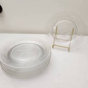 lot 50 image: Set of 8 Clear Etched Luncheon Plates