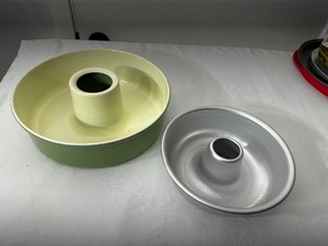 lot 91 image: Two Tube Cake PanJell-O Molds, One Measuring 10 Inches In Diameter And The Other 8 Inch Diameter