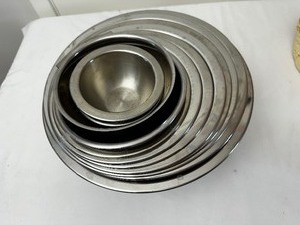 lot 134 image: Stainless Steel Mixing Bowl Set, 10 Matching Bowls And Two Extra
