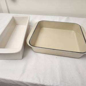 lot 127 image: Le Creuset Cast Iron Enameled Baking Dish 25 and Stone Loaf Pan