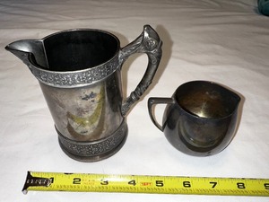 lot 150 image: Antique Silver Plated Creamer and Coffee Pot