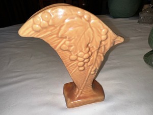 lot 158 image: Peach McCoy Pottery Vase with Grapes MCM