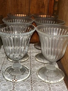 lot 167 image: Set of 6 Vintage Ridged Glass Sundae Dishes