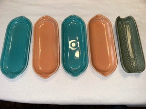 lot 173 image: Vintage Fiesta ware unitlity Relish or Corn Trays