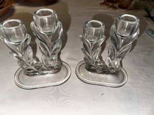 lot 179 image: Indiana Glass Willow Double - Light Candle Stick Holders