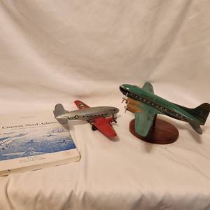 lot 235 image: Vintage Metal Toy Plane, Capital Airlines Model Plane and La Crociera Nord-Atlantica Book