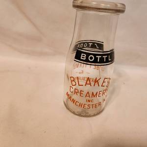 lot 266 image: Vintage Glass Blakes Creamer Milk Bottle